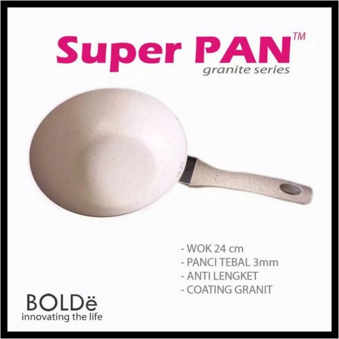 BOLDe Super Pan Wok Pan Granite Coating 24 CM Beige - Wajan Penggorengan 24CM Free Packing