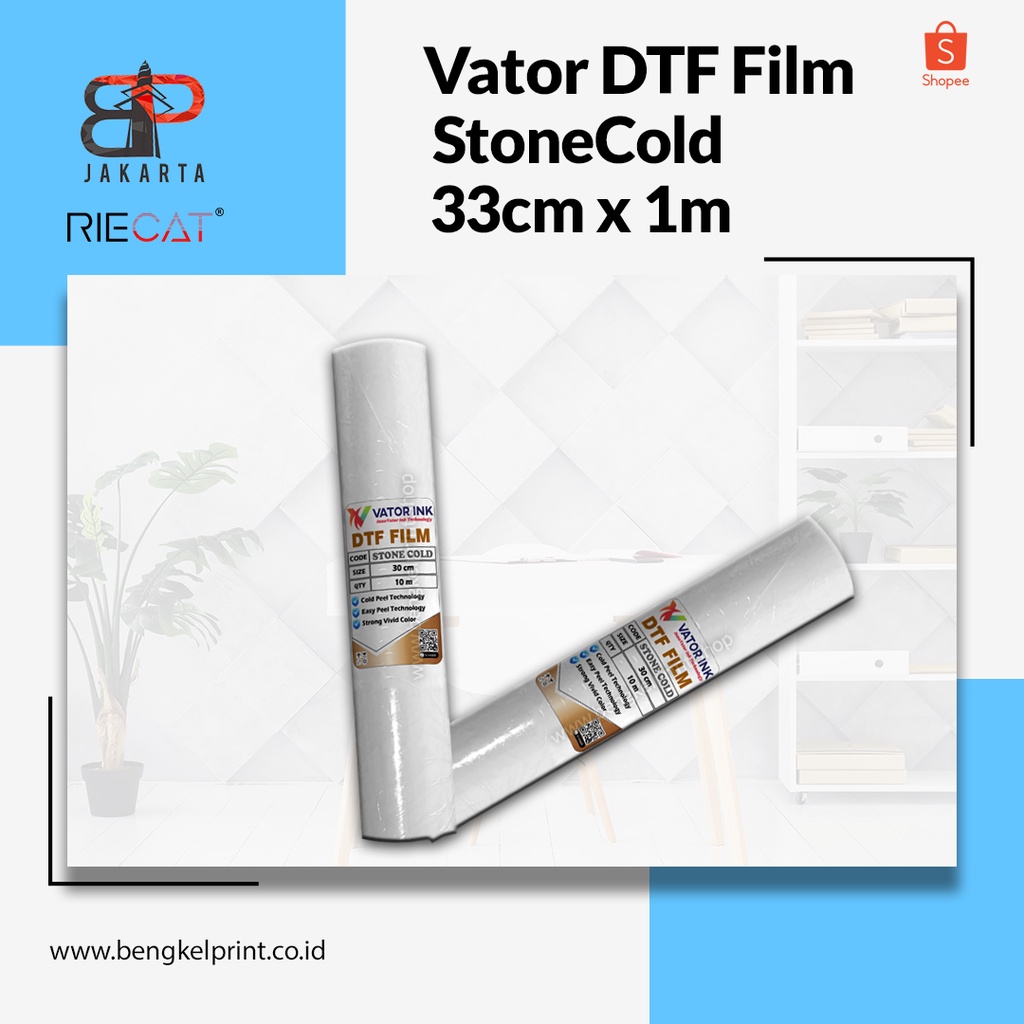 

PET FILM DTF VATOR STONE COLD Coating Tebal - Per meter 33cm x 10 meter