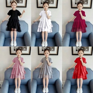 Dress ANAK PEREMPUAN CEWEK KOREA STYLE 3 4 5 TAHUN Tile KIDS BAJU GAUN PESTA PERGI ULANG TAHUN JALAN