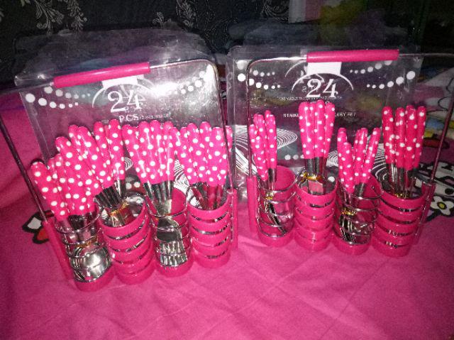 [ Grosiran ] Sendok Polkadot / Sendok Stainless Polkadot Isi 24 Pcs