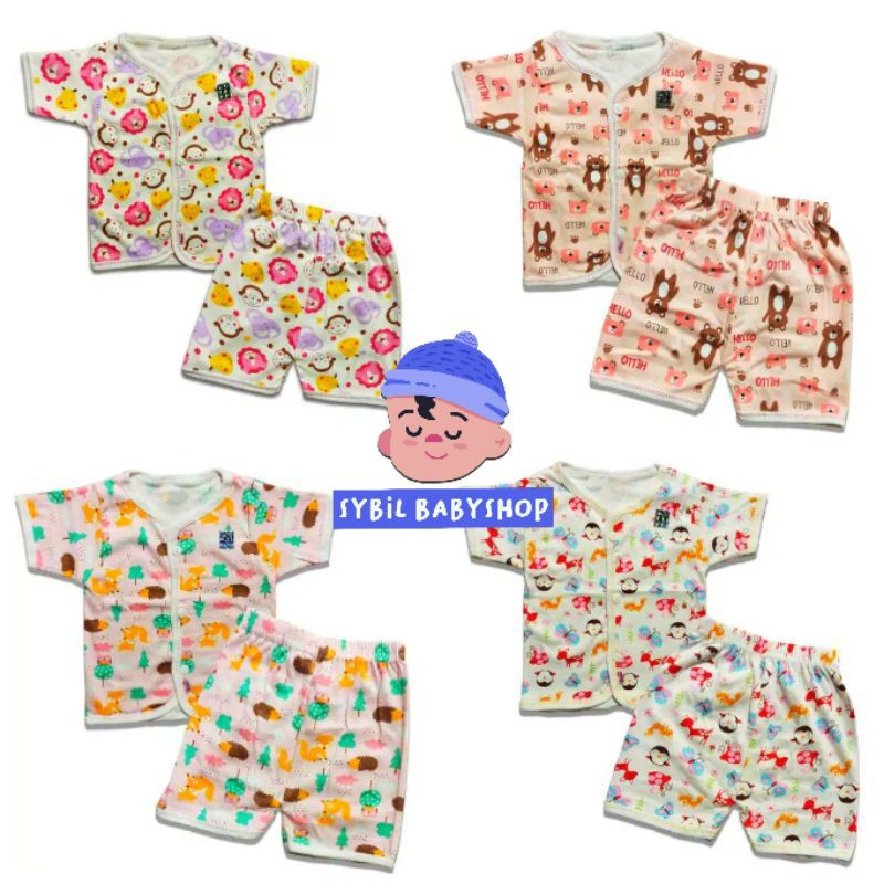 HOKIKU Setelan Piyama Bayi Lengan Panjang / Pendek Motif Terbaru