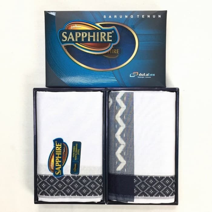 sarung sapphire putih tumpal