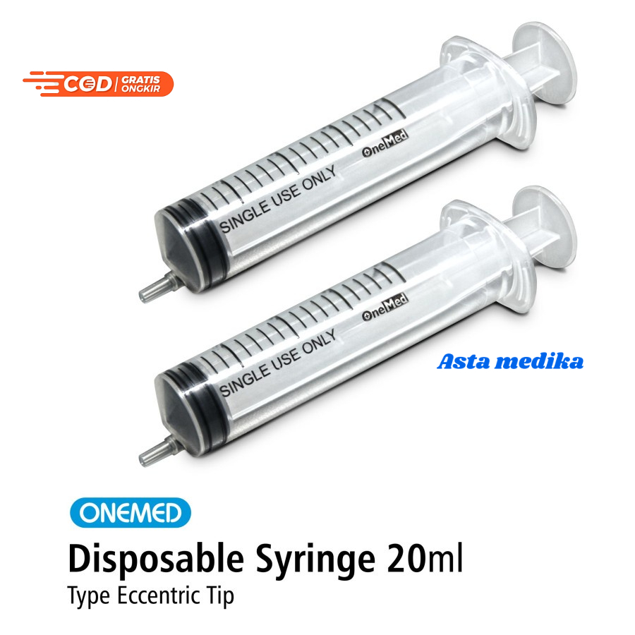 Spuit 20cc Lubang Samping Onemed  Syringe One Med 20ml Eccentric Tip  - Disposable Syringe 20cc Without Needle