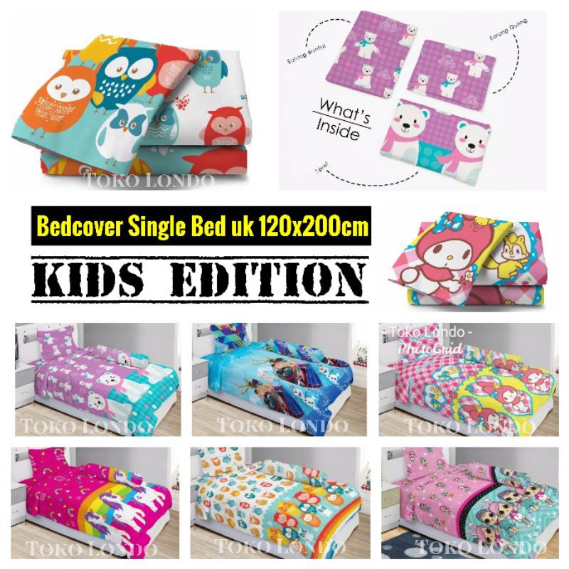 BC Bedcover  LADY ROSE LADYROSE SINGLE size Uk 120 120x200 FLAT Astro Bear Delia Hindia Lv Luxio Michelle Gc Kitty Paris Pony Shinta Whale William