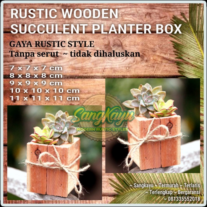 Wood succulent planter rak tanaman hias pot sukulen kayu rustic box 4