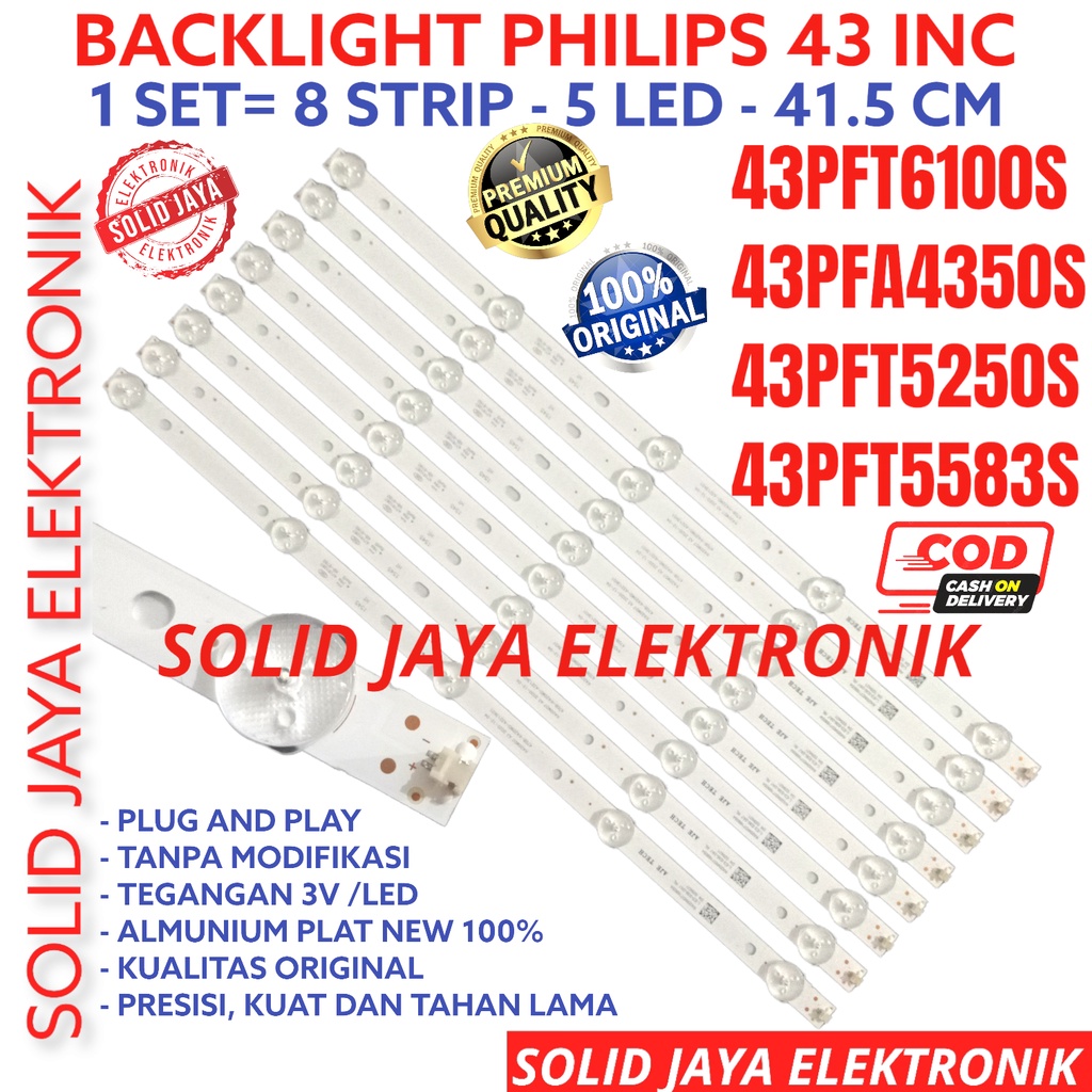 BACKLIGHT TV LED PHILIPS 43 INC 43PFA4350 43PFT6100 43PFT5250 43PFT5583 S 43PFA4350S 43PFT6100S 43PFT5250S 43PFT5583S 70 LAMPU BL 5K 3V PHILIPS 43PFA4350S/70 43PFT6100S/70 43PFT5250S/70 43PFT5583S/70 5 KANCING 5LED PHILIPS 43INCH 43INC 43IN INCH IN 43