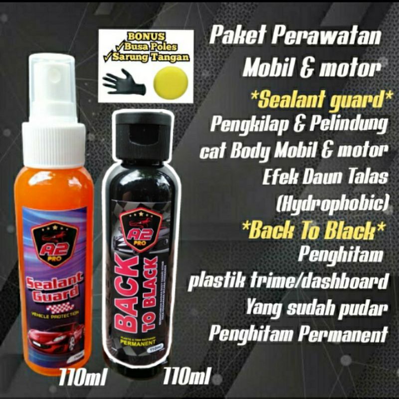 Paket 2pcs - Pengkilap cat mobil/motor/penghitam body motor/pengkilap cat/penghitam dashboard/poles 