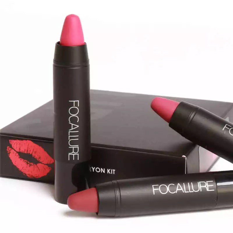 (READY&amp;ORI) Focallure 3 Pcs Matte Lipstick Crayon Kit FA22 FA 22 Paket Ombrer Viral Lip Matten Satin Tahan Lama Waterproof