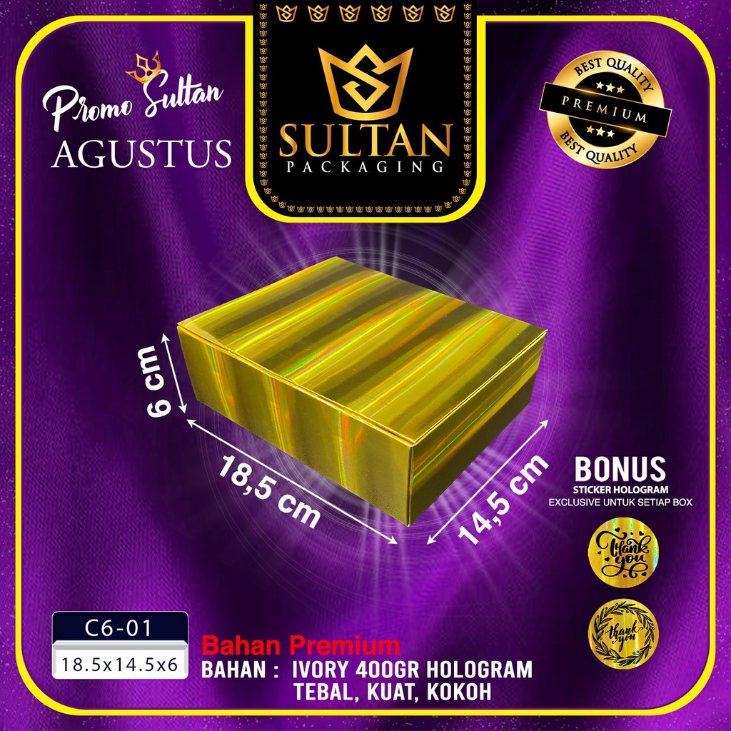 

Box Hologram - Kotak Hadiah Hologram Emas - Box kado Mewah - C6