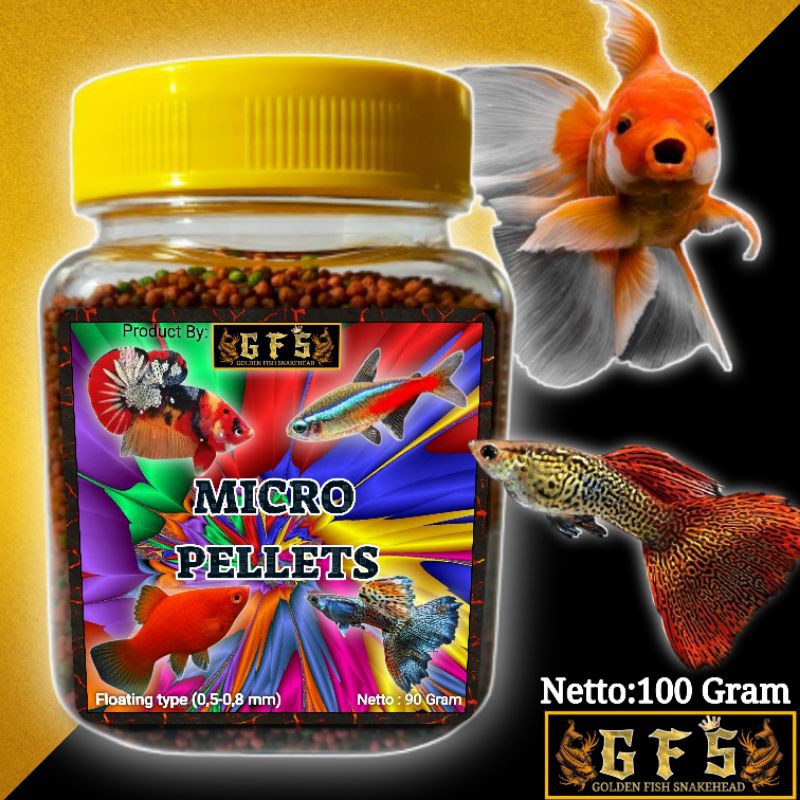 Micro Pellets GFS 100 gram untuk ikan kecil neon,cupang,koki,molly,guppy,dll