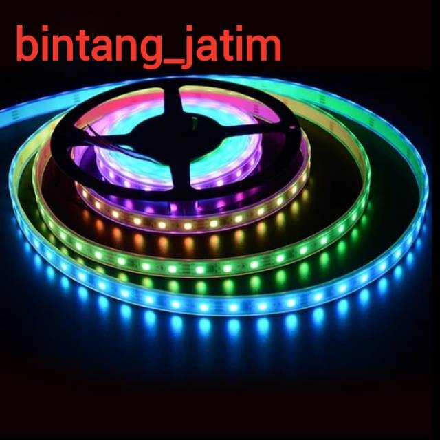 LED STRIP RGB 5050 WARNA WARNI RUNNING NYALA OTOMATIS SET + ADAPTOR ( TANPA REMOTE )5METER