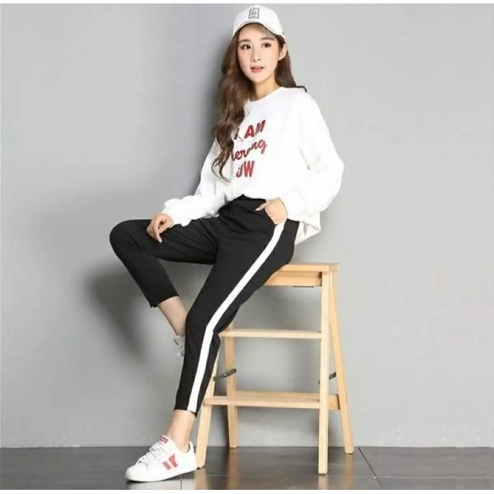 Celana Scuba List Hitam Putih / Pants List Scuba Hitam Putih / Scuba Pant List Premium Pants