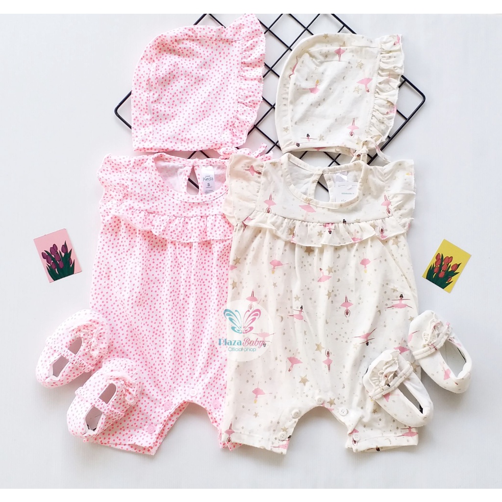 Plazababyku MX ROMPER PIPER setelan bayi motif bunga yang lucu free bonnet+sepatu PART2