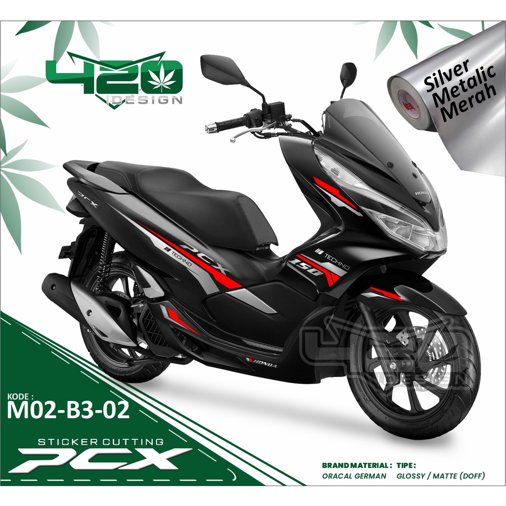 Sticker PCX Striping PCX Sticker Cutting PCX 150 - WARNA SILVER HITAM - Cutting Stiker PCX 150 Old -