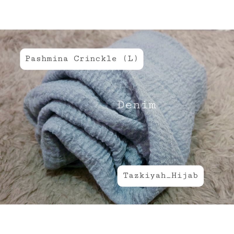 Pashmina Crinkle Shawl-Denim**(L)