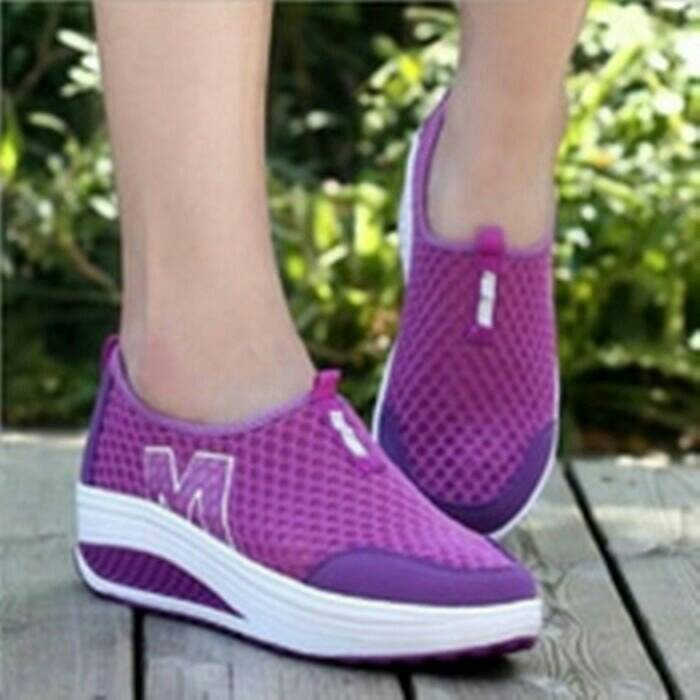 SEPATU KOREA CEWEK WANITA SLIP ON SPORT JOGGING UNGU MURAH