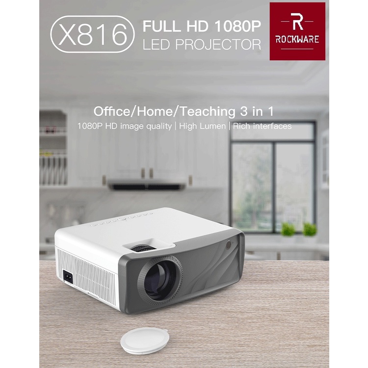 ROCKWARE X816W - Smart Android 9.0 Full HD Projector 230 ANSI Lumens - Proyektor Pintar Android 9.0 1GB/8GB