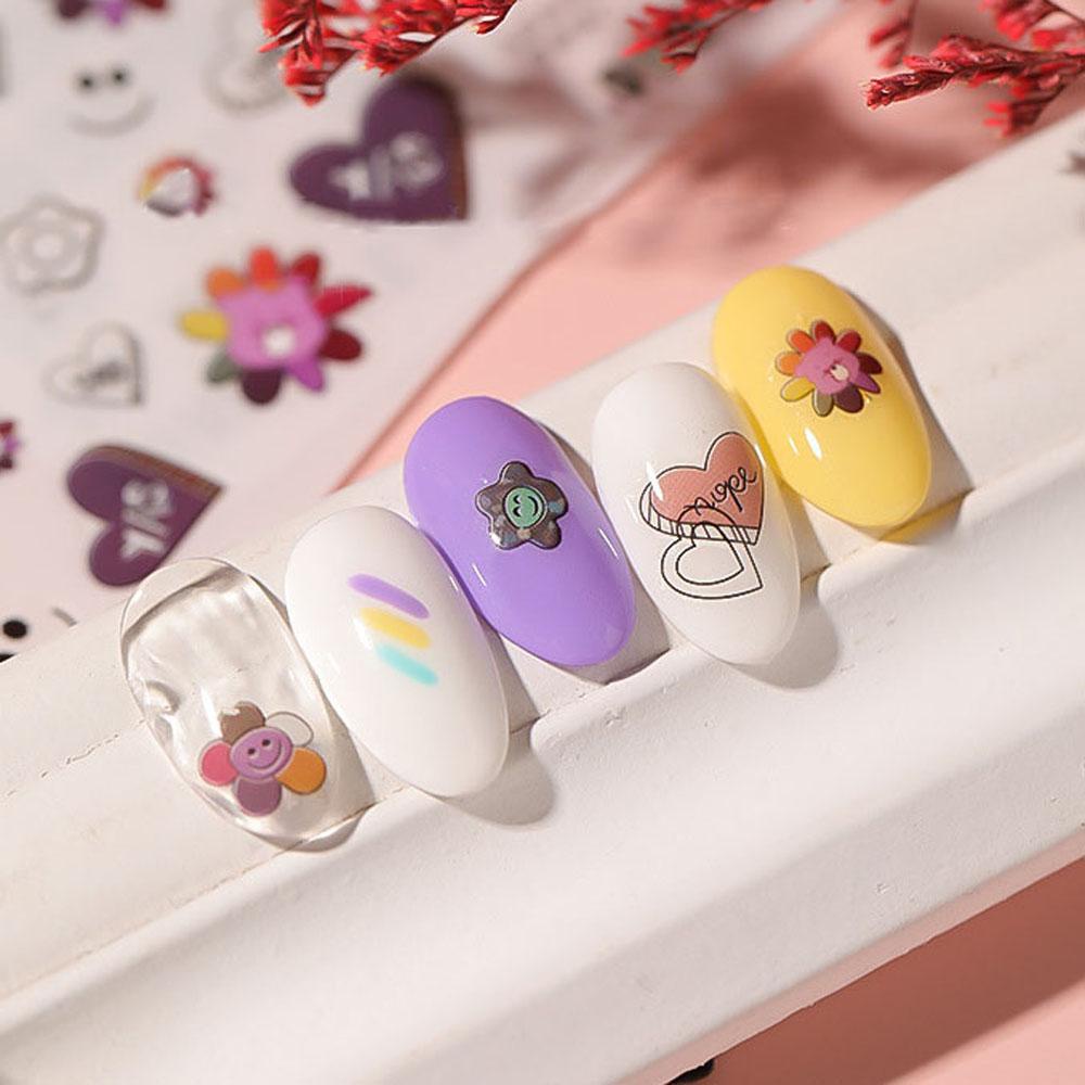 Mxbeauty Smiley Face Stiker Kuku Ultra-Tipis Lucu Fashion Kartun Manicure Aksesoris