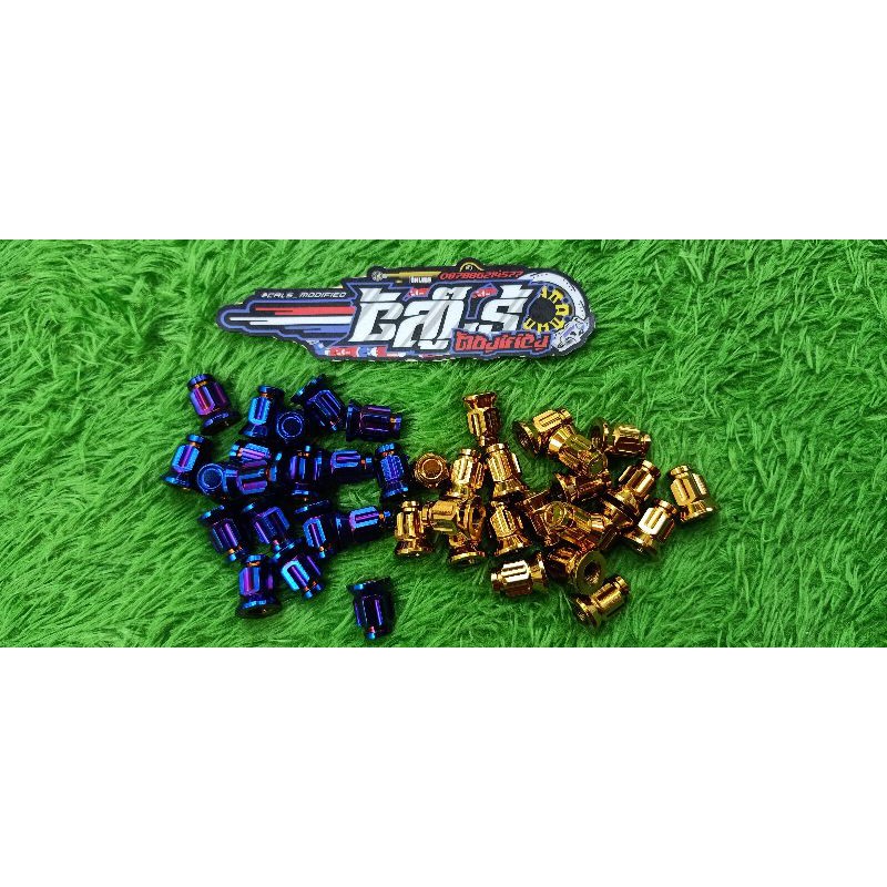 MUR HEAD 12 MUR HEAD M8 DRAT 12 MUR HEAD TOPI GOLD ATAU BLUE HARGA SATUAN MUR HEAD MIO DAN NINJA