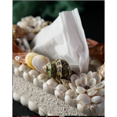 KOTAK TISSUE DARI KERANG DAN PASIR ASLI BALI HANDMADE HIGH QUALITY PRODUCT