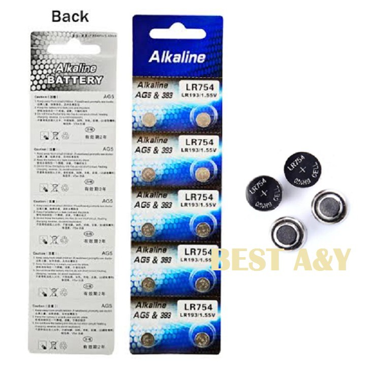 Baterai Batre Lithium Kancing Koin AG5 AG 5 LR754 Button Cell 1.5V Jam Kalkulator Alat Bantu Dengar