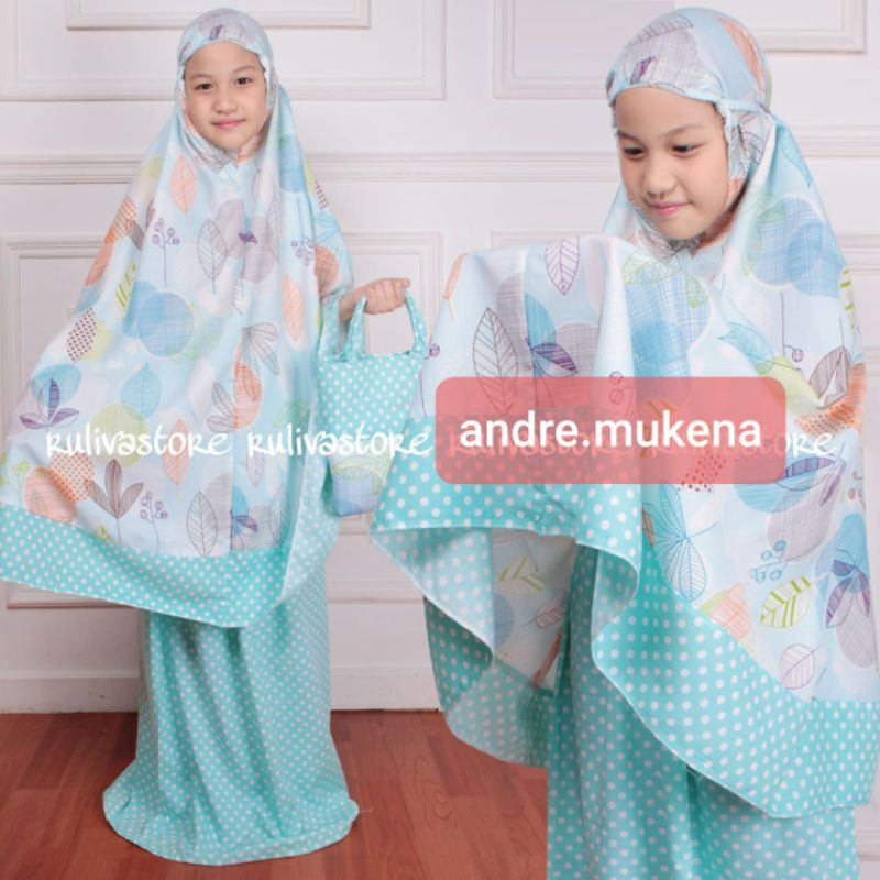 mukena katun jepang anak motif bunga/mukenah remaja katun jepang bunga