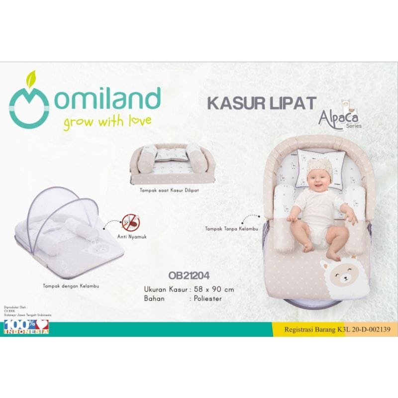 MOMS_ Omiland Kasur Bayi Lipat Bumper + Kelambu Alpaca Series - OB21204