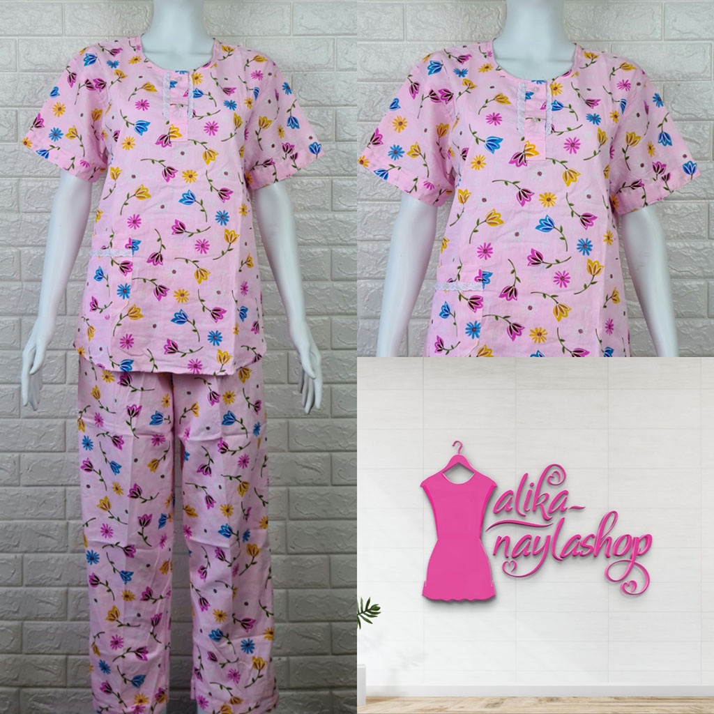 PIYAMA KATUN | HOKI & SHEILA STANDAR | LEBEL ORANGE | BAJU TIDUR | WANITA DEWASA-KODE   R4