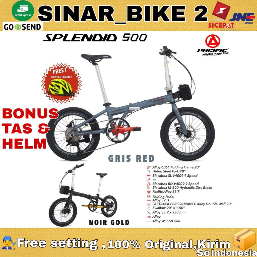 Sepeda Lipat 20Inch Pacific Splendid 500 Alloy 9 Speed Rem Hidrolik (Gosend/Grab)