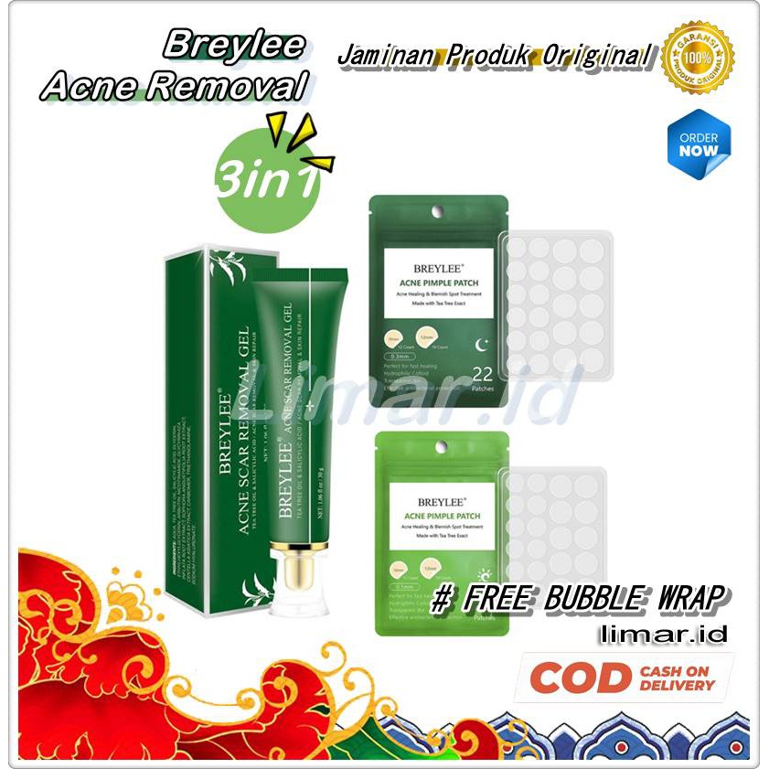 Paket Breylee Acne Series 3in1 [ Acne Scar Removal Gel + Pimple Patch Day & Night ] Original