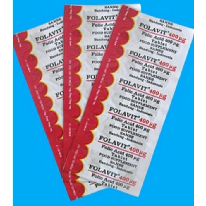 3 Strip Folavid 400 Mg Isi 30 Tablet- Food Suplement - Folic Acid