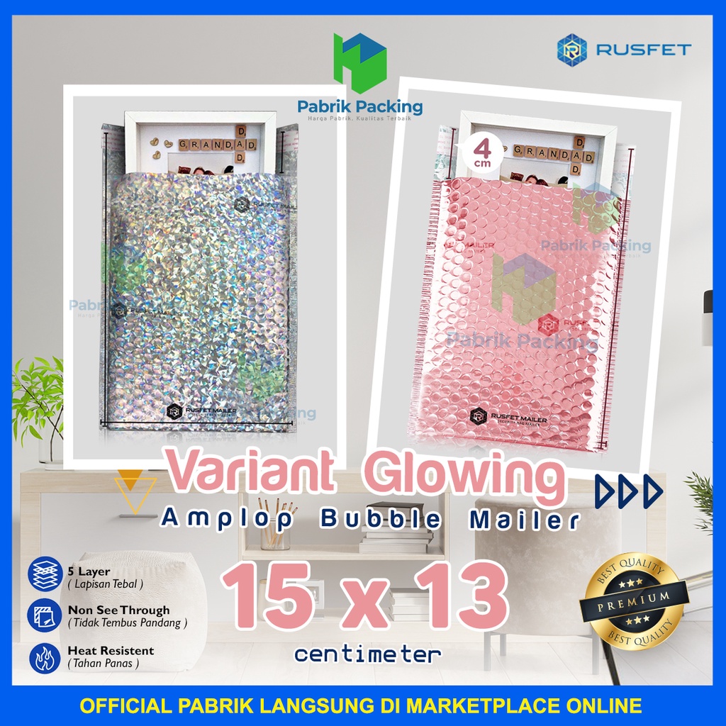 

PREMIUM AMPLOP BUBBLE METALIZING VARIAN GLOWING 15 x 13 CM SATUAN