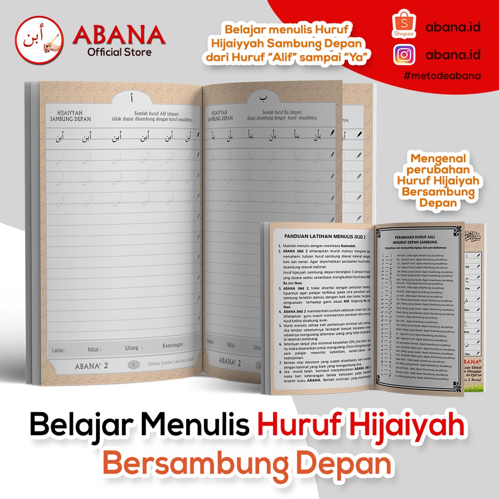 Abana Buku Belajar Menulis Arab Hijaiyah Dan Al Quran Mudah Metode Abana Shopee Indonesia