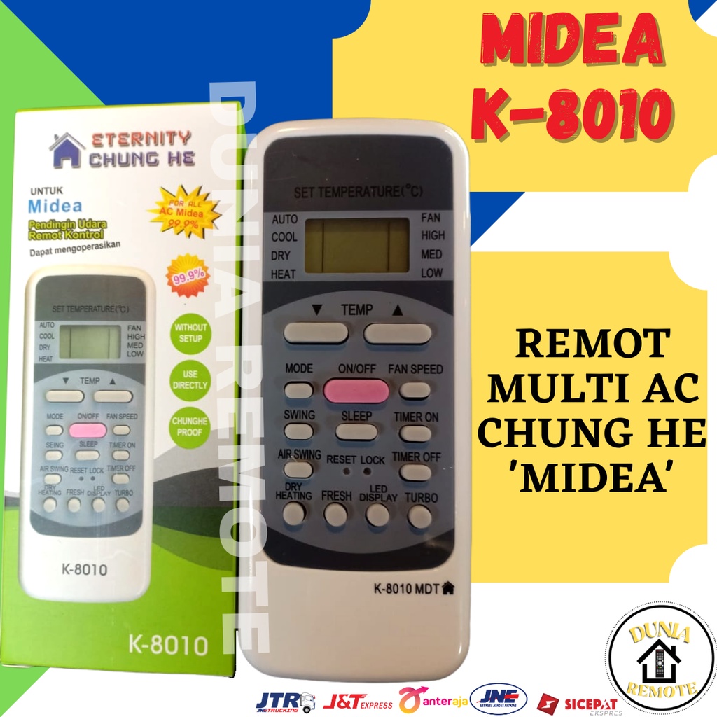 Remot Remote AC Midea Dast Denpoo R51M Multi Universal K- 8010 tanpa setting