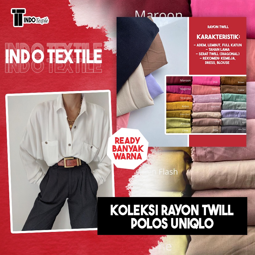 Kain Rayon Twill Polos - Kain Polos - Kain rayon Twill - Kain Rayon Twill Polos harga 0,5 meter