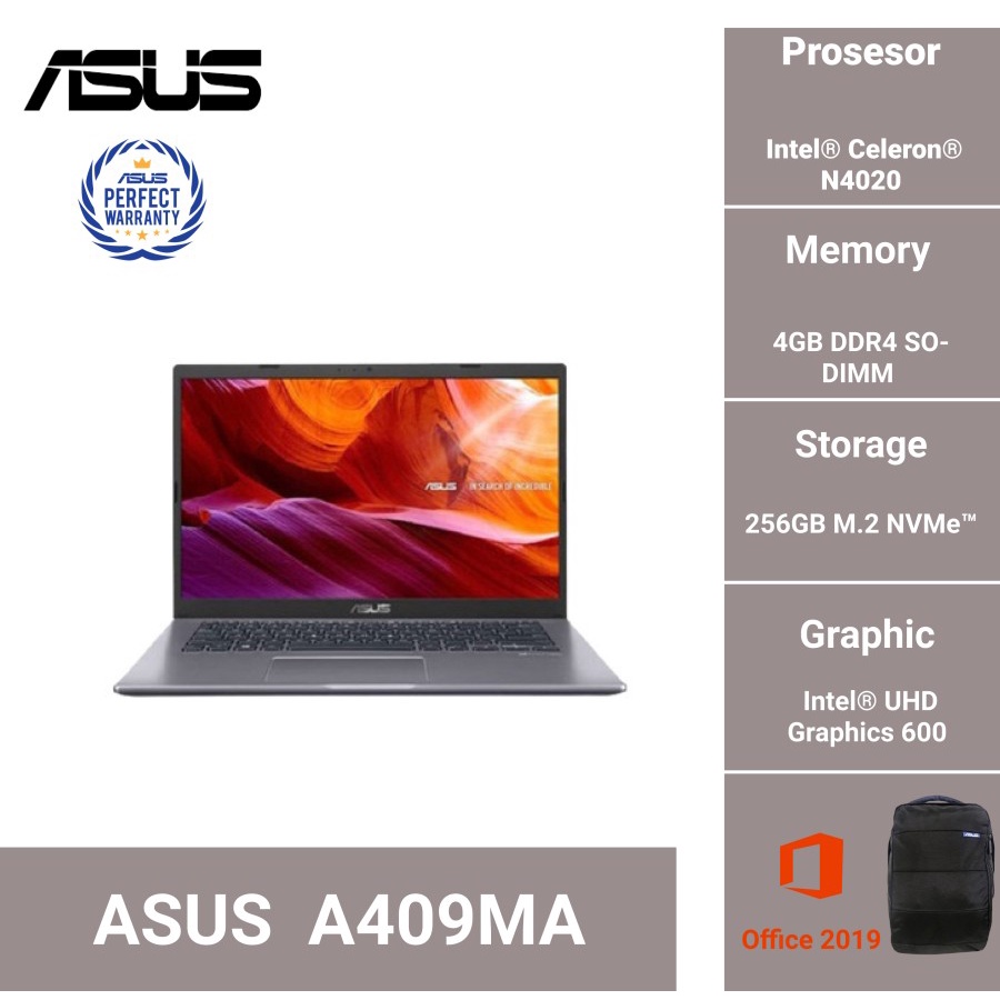 ASUS VIVOBOOK 14 A409MA N4020 4GB 256GB 14" INTEL UHD W10 OHS