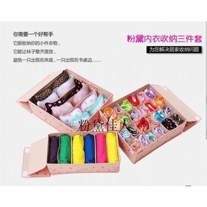 Bamboo 3in1 bra &amp; underwear Storage Box set dengan PENUTUP