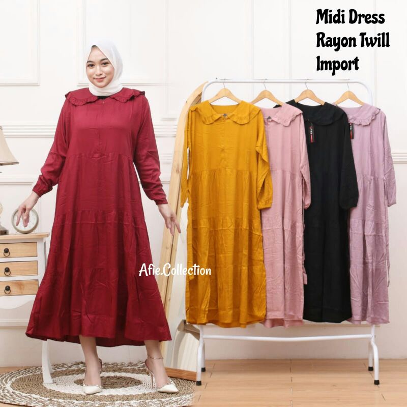 AMORA MIDI / AMORA MIDI RAYON TWILL ORI/ MIDI RAYON/ MIDI DRESS RAYON TWILL