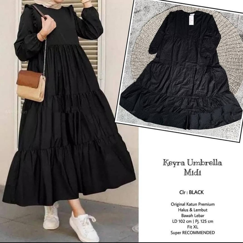 Keyra Umbrella Midi dewasa terbaru // harga promo bahan Katun Rayon fit to XL (7)