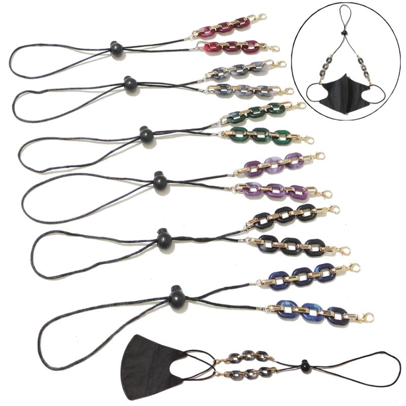 2 in 1 Strap Mask + Konektor Masker Hijab Free Stopper Marmer Chain Acrilic Rantai Akrilik Ayu Ting