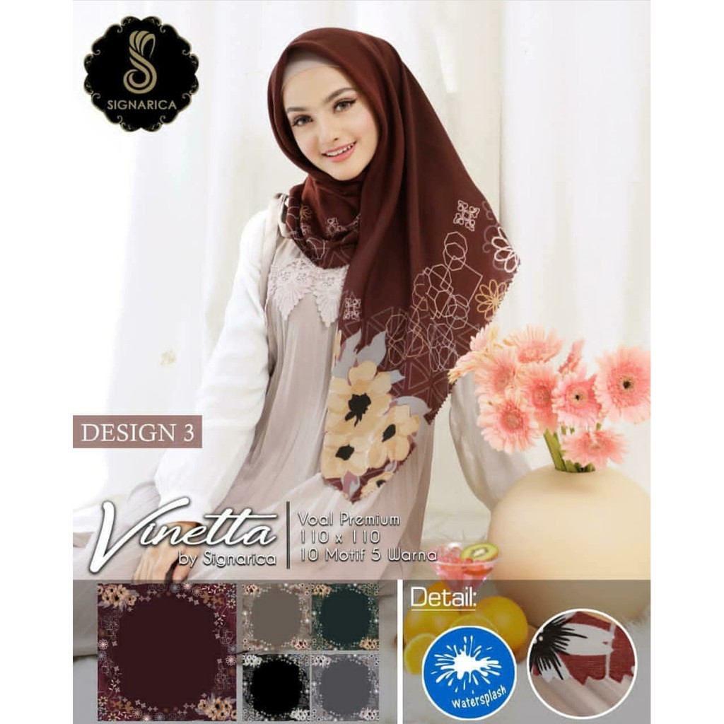 Jilbab Segiempat Motif Vinetta Lasercut D3 by Signarica