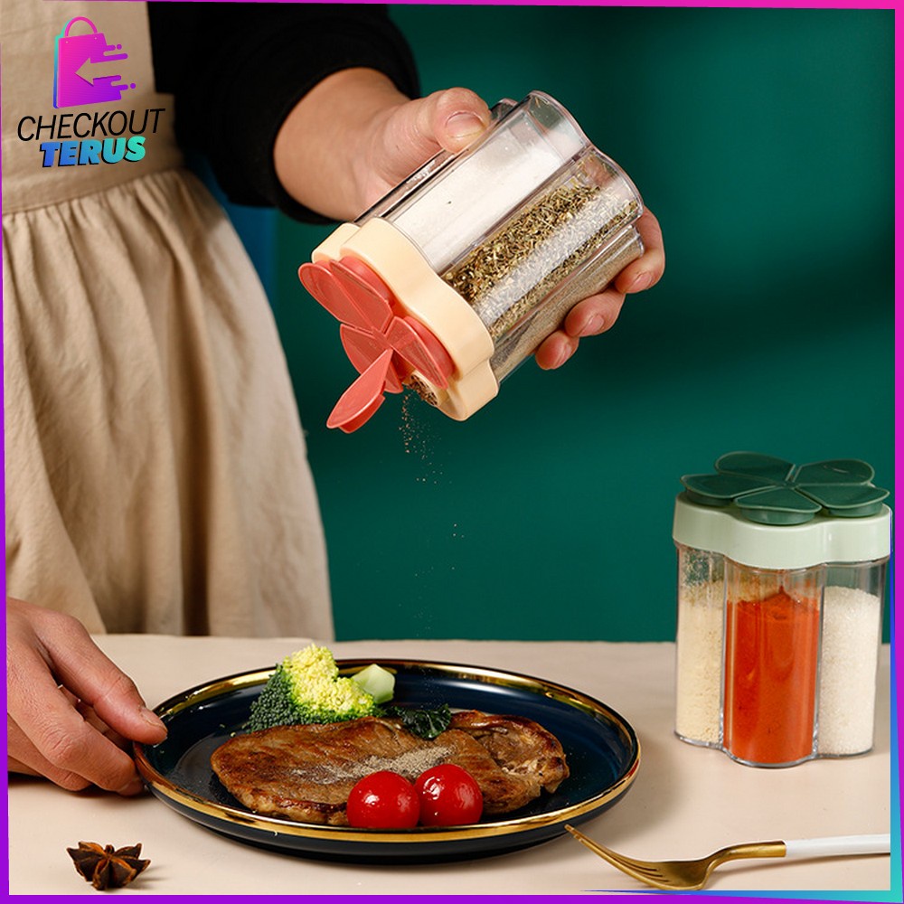 CT C97 Tempat Bumbu Dapur 5 Sekat Bentuk Bunga Multifungsi Penyimpanan Bumbu Masak Serbaguna Wadah Bumbu