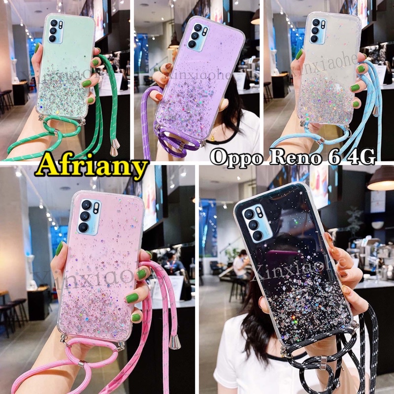 Case Tali Nagita Oppo Reno 6 4G Reno 6 5G Reno 7 4G Reno 7Z 5G A95 4G A96 5G Lanyard Glitter Gantung
