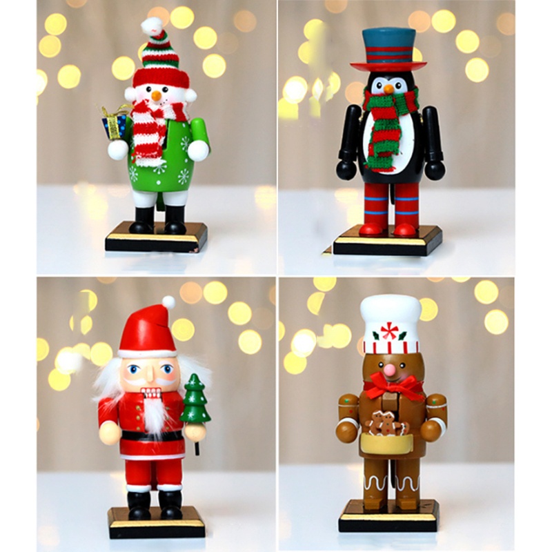 4pcs Ornamen Patung Santa Penguin Untuk Natal