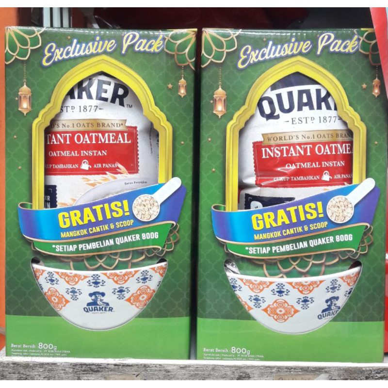 quaker instant oatmeal/quaker festive instant oatmeal 800gr (FREE MANGKOK)
