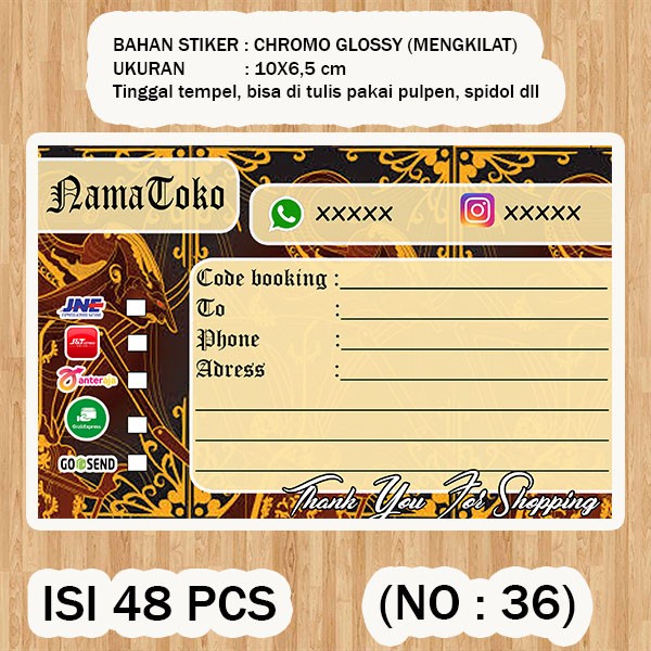 

( STIKER PENGIRIMAN ) Shipping label ( /pack isi 48pcs no.36 )