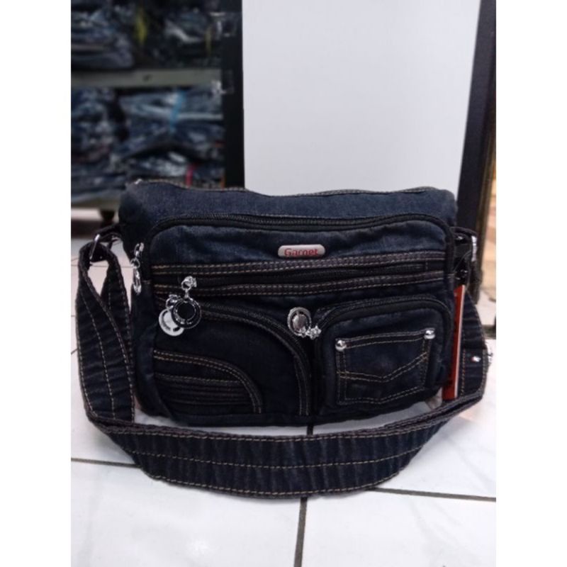 Tas slempang wanita bahan jeans denim ori Garnet