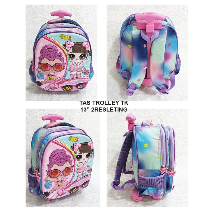 PROMO Tas Roda Dorong Trolley Anak TK Perempuan Motif Kuda Pony PIRANG CETAR Burung Piquin OWL Glossy Embos Timbul 3Res IMPORT