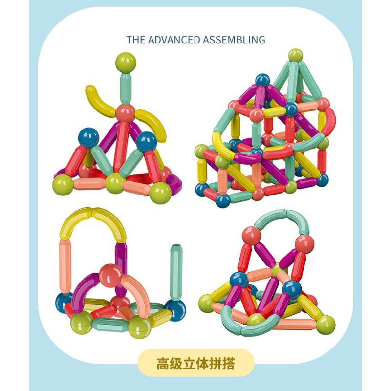 Magnetic Stick Play With Magnetic Stick | Puzzle Magnetic | Mainan Edukasi Montessori (42 pcs)