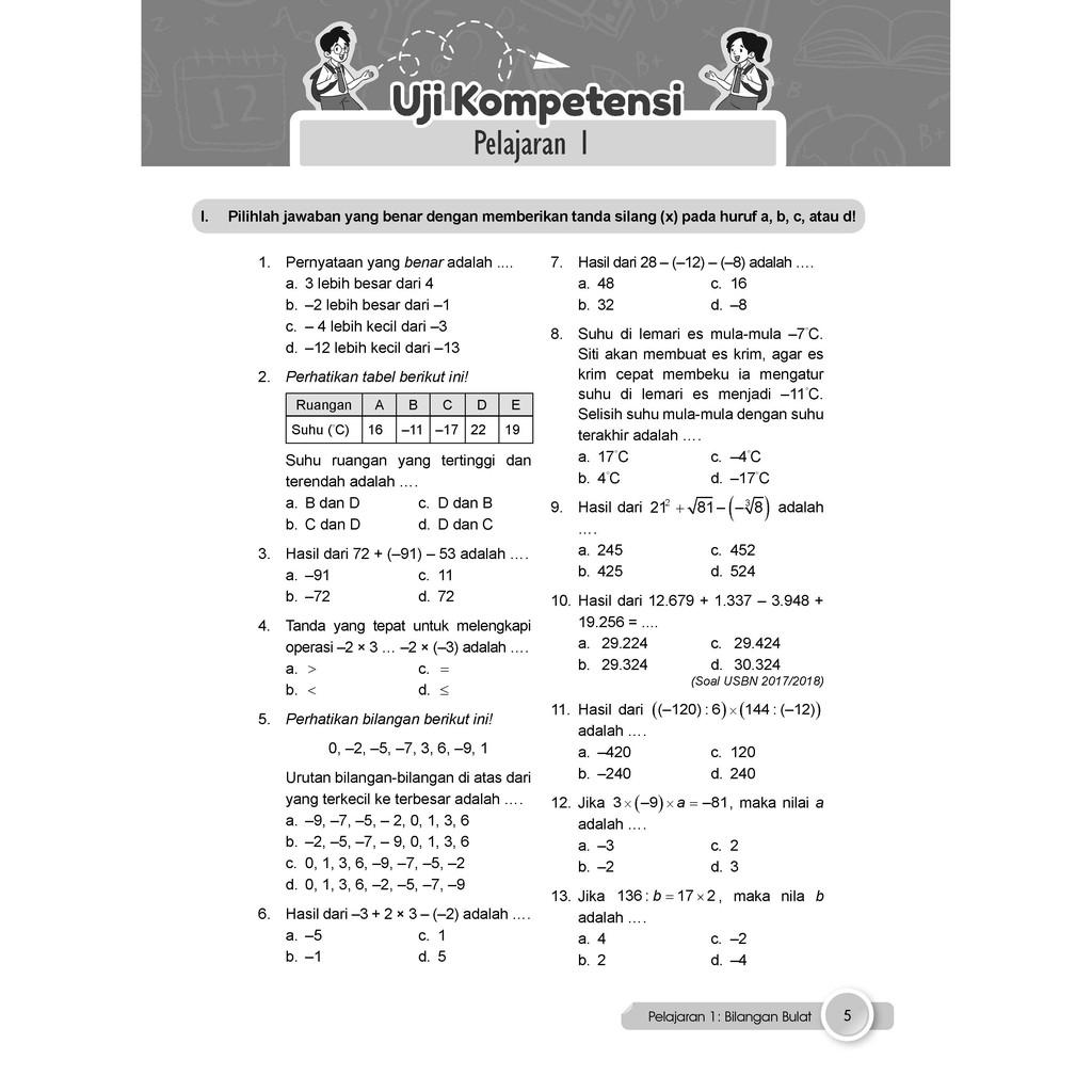 Contoh Soal: Soal Matematika Kelas 6 Semester 1 Kurikulum 2013 Bilangan